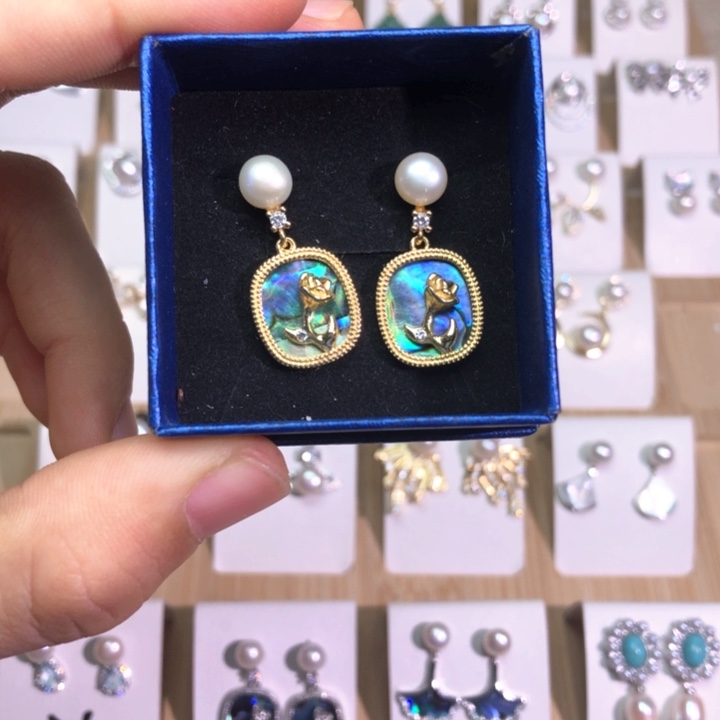 淡水珍珠耳饰银S925镶嵌