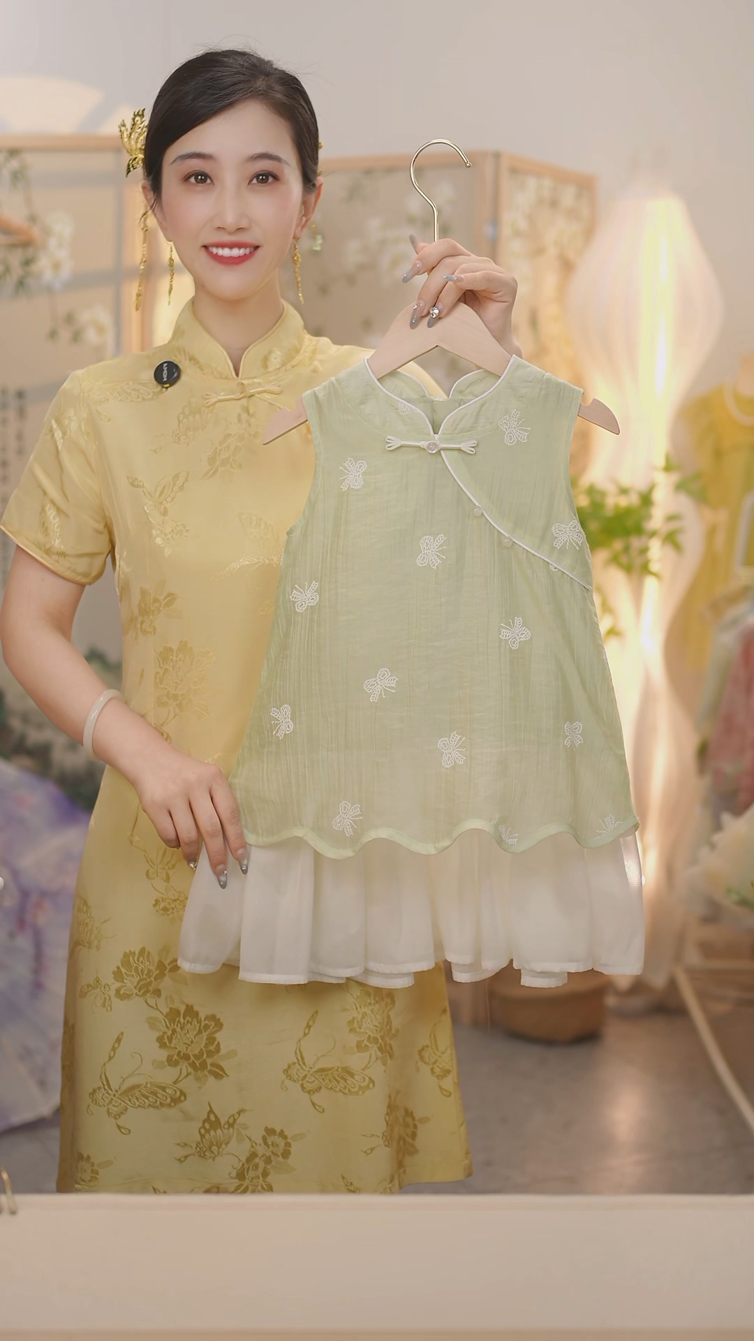 现货【碧瑶】SC431女童夏季新中式蝴蝶刺绣2025新款国风旗袍裙