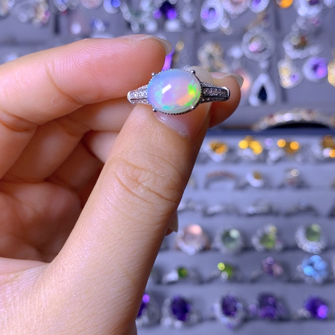 影***银S925镶嵌欧泊戒指