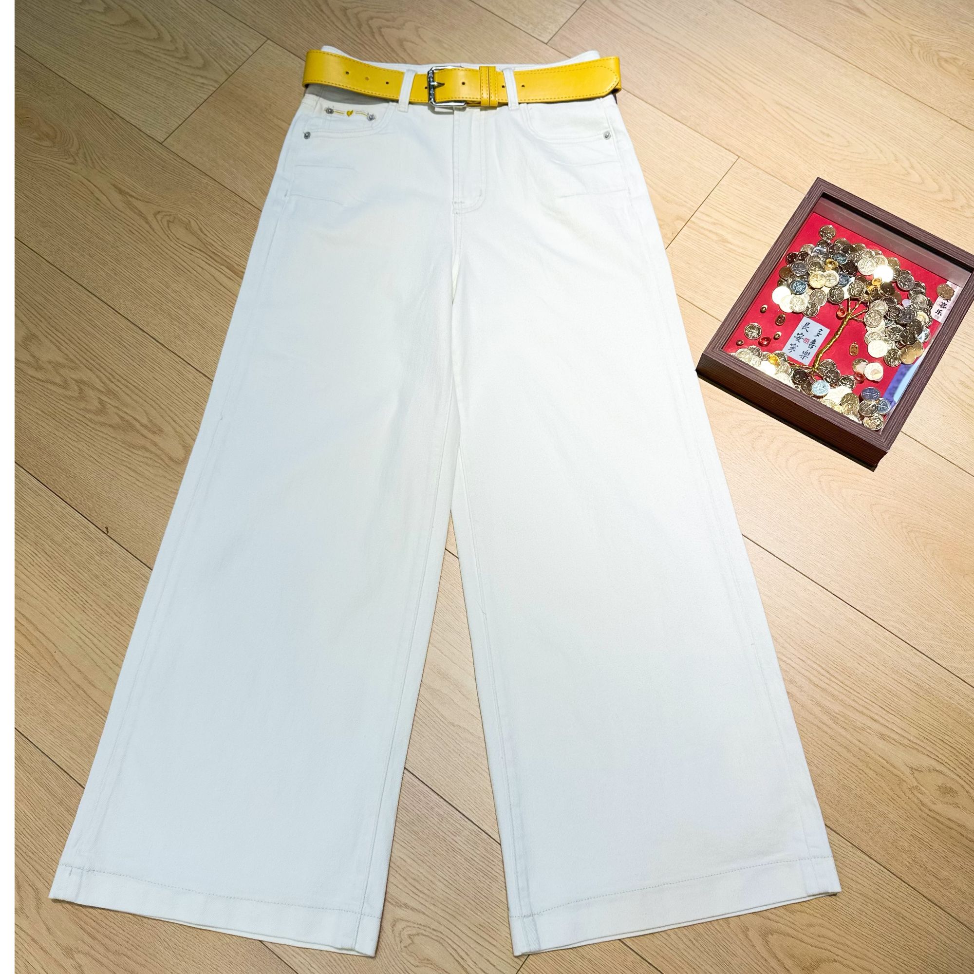 COCOFIVEMIX原创设计不撞衫个性时尚轻薄刺绣牛仔阔腿裤