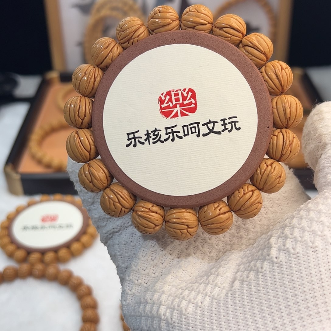 桃核手串1.4加「奶油肌肉纹」野生桃核单圈