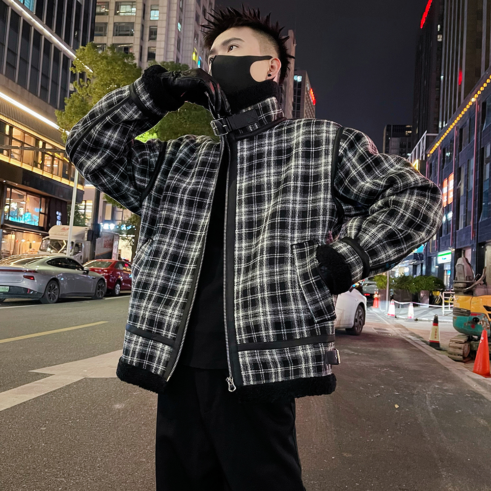 座山雕外套棉服男款冬季新款保暖棉袄男生衣服高级感男装格子棉衣