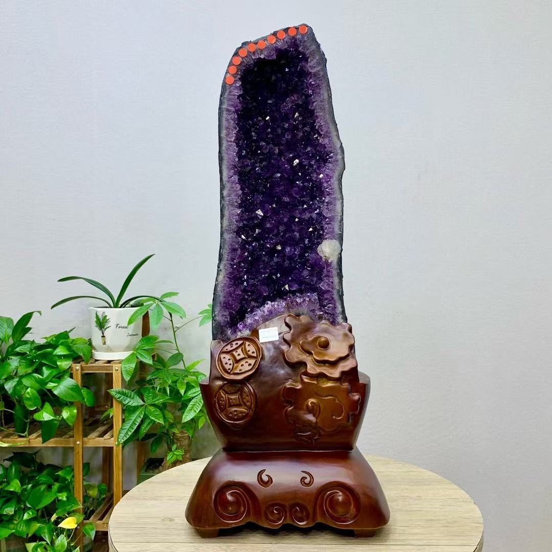 天然巴西紫水晶洞紫手工水晶摆件时尚紫色精雕乔迁送礼水晶洞精美