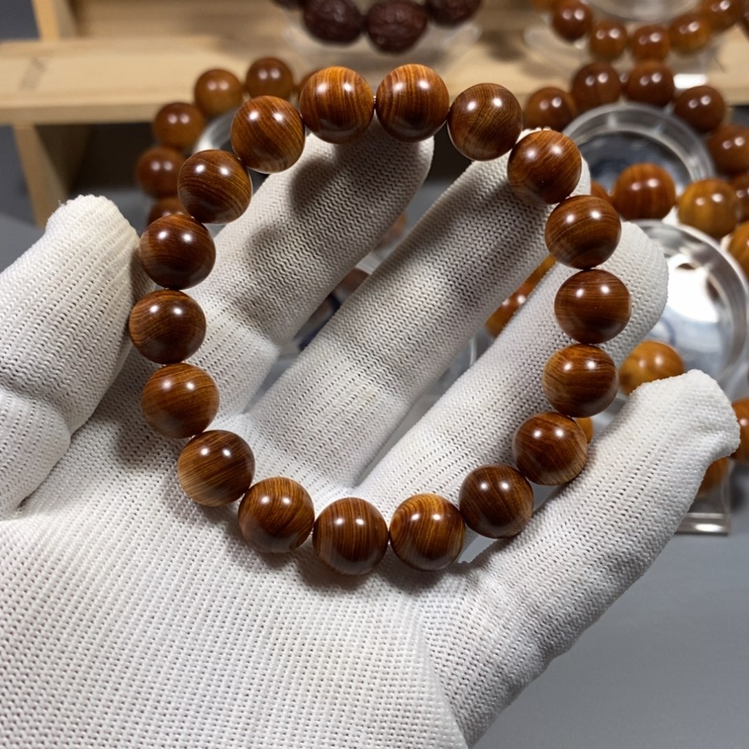 琪***乐手串/手链柏木1.2泥膏透骨料太行陈化崖柏手串红油