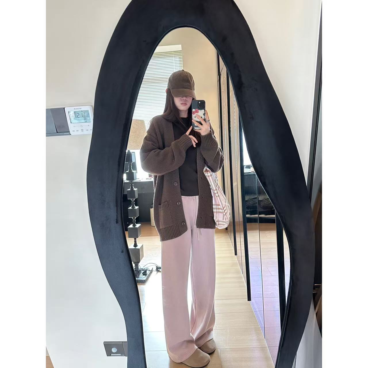 LA 秋冬 高克重 粉紫色 加绒抽绳 休闲裤 31103