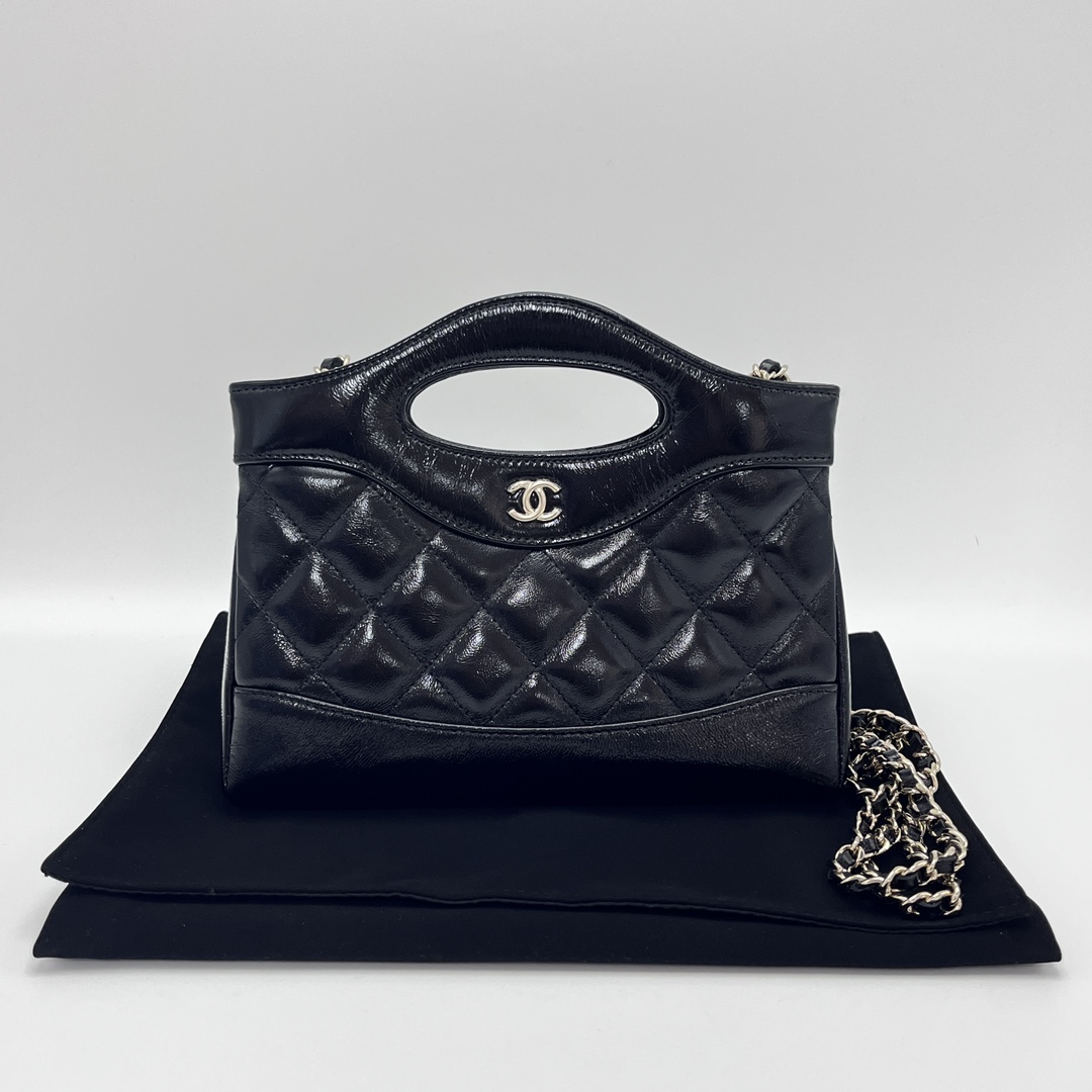 99新 Chanel/香奈儿 25K黑金31bag nano手提单肩斜挎包 30879