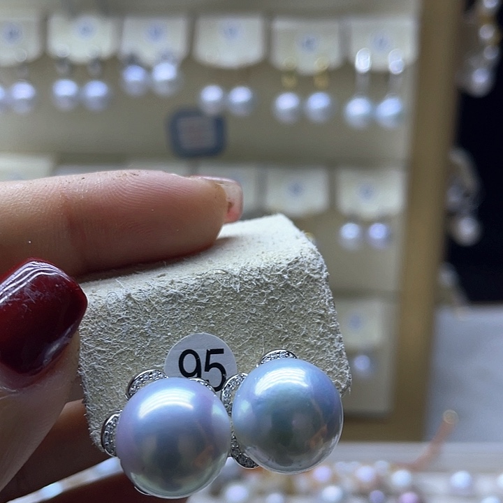 淡水珍珠耳饰银S925镶嵌
