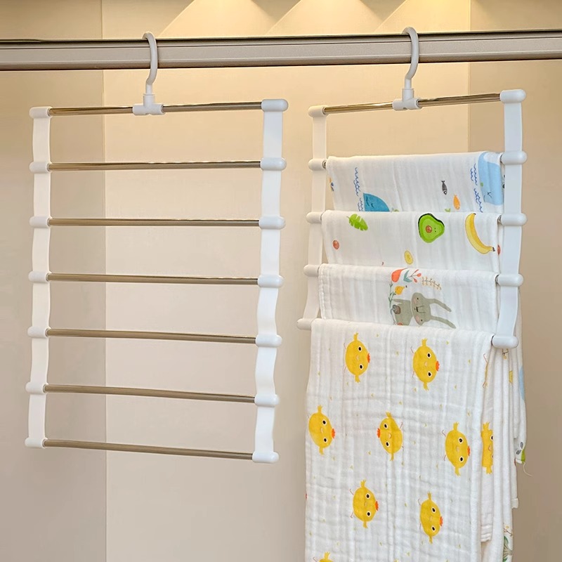 宝宝纱布浴巾收纳架儿童专用衣架家用挂衣服神器包巾盖毯晾晒衣撑
