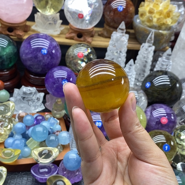 石材天然黄萤石球