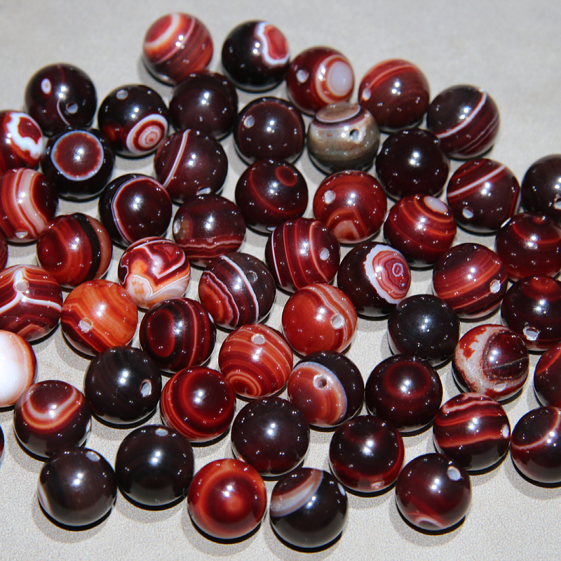 缠丝玛瑙 光面酒红色14mm款圆珠 多款可选 diy饰品手串项链配珠