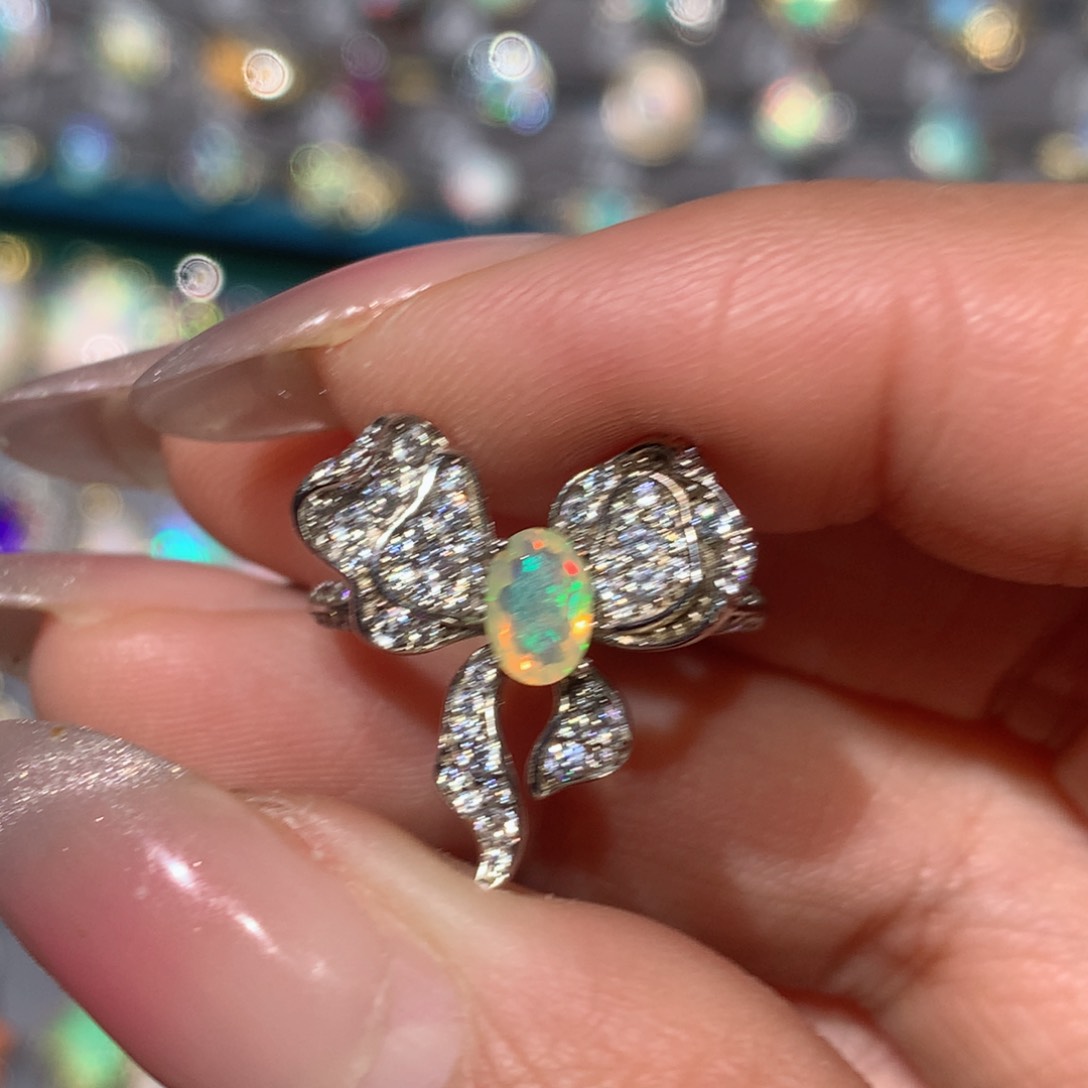 欧泊福利戒指银S925镶嵌