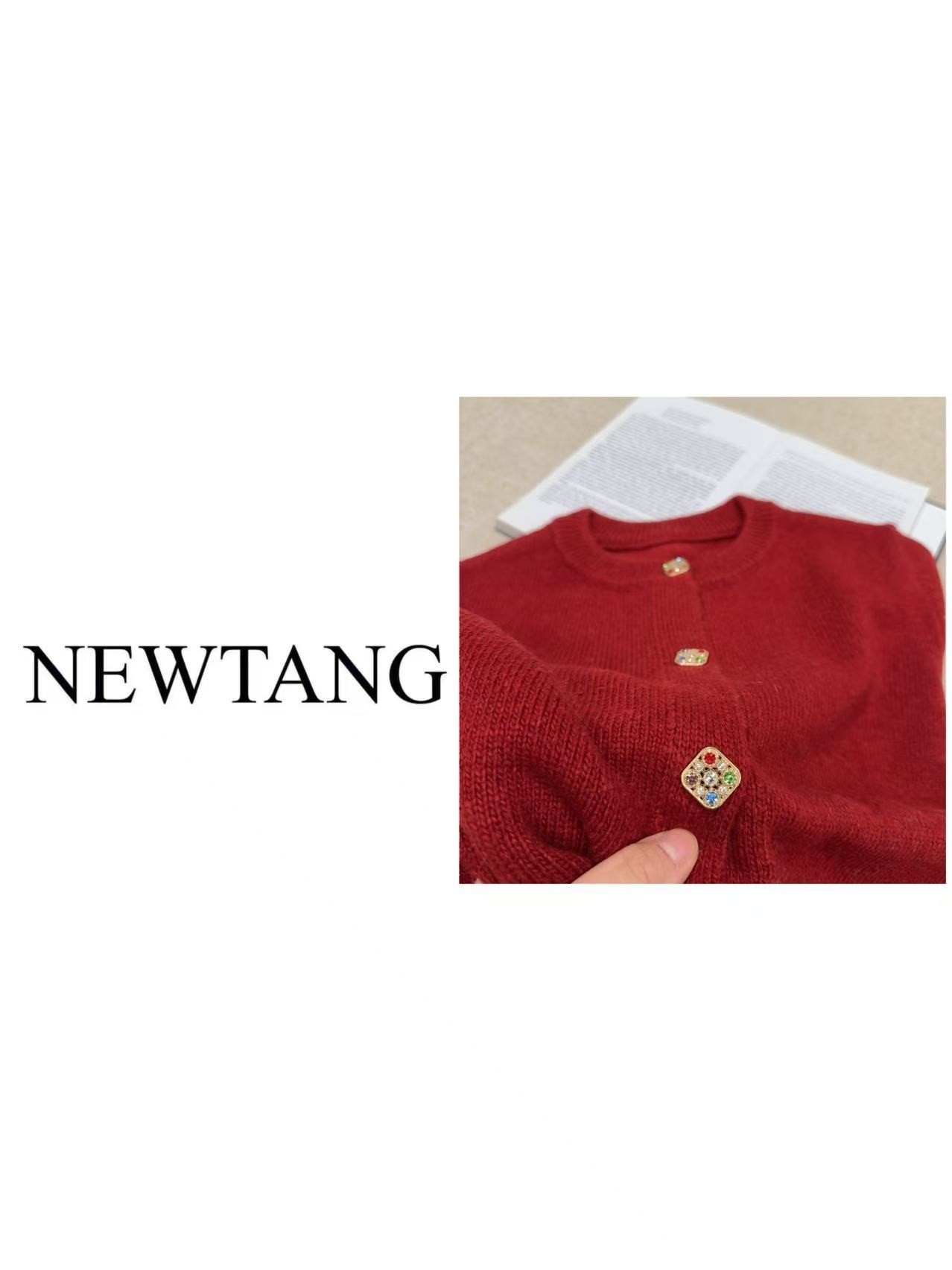 【钻扣】1121(含羊毛)轻奢重工别致纽扣针织衫女宽松显瘦上衣