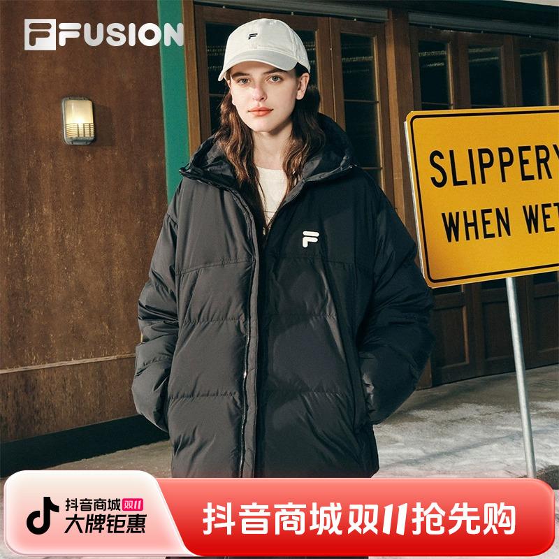 FILA FUSION斐乐情侣款羽绒服25冬款休闲保暖连帽外套T11U546901F