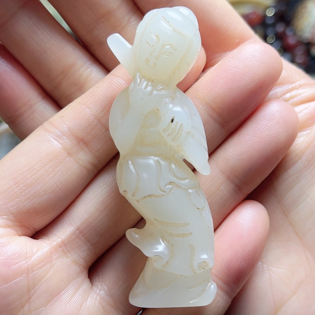 白玉菩提吊坠摆件