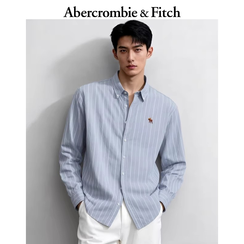 AF经典小麋鹿图案通勤高级感府绸长袖衬衫26春新款男装125-6044