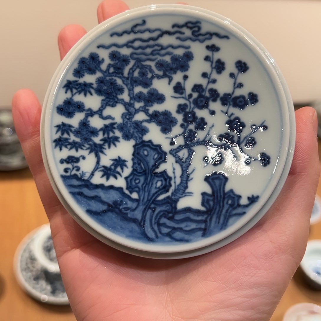 御溪柴窑岁寒三友盖置