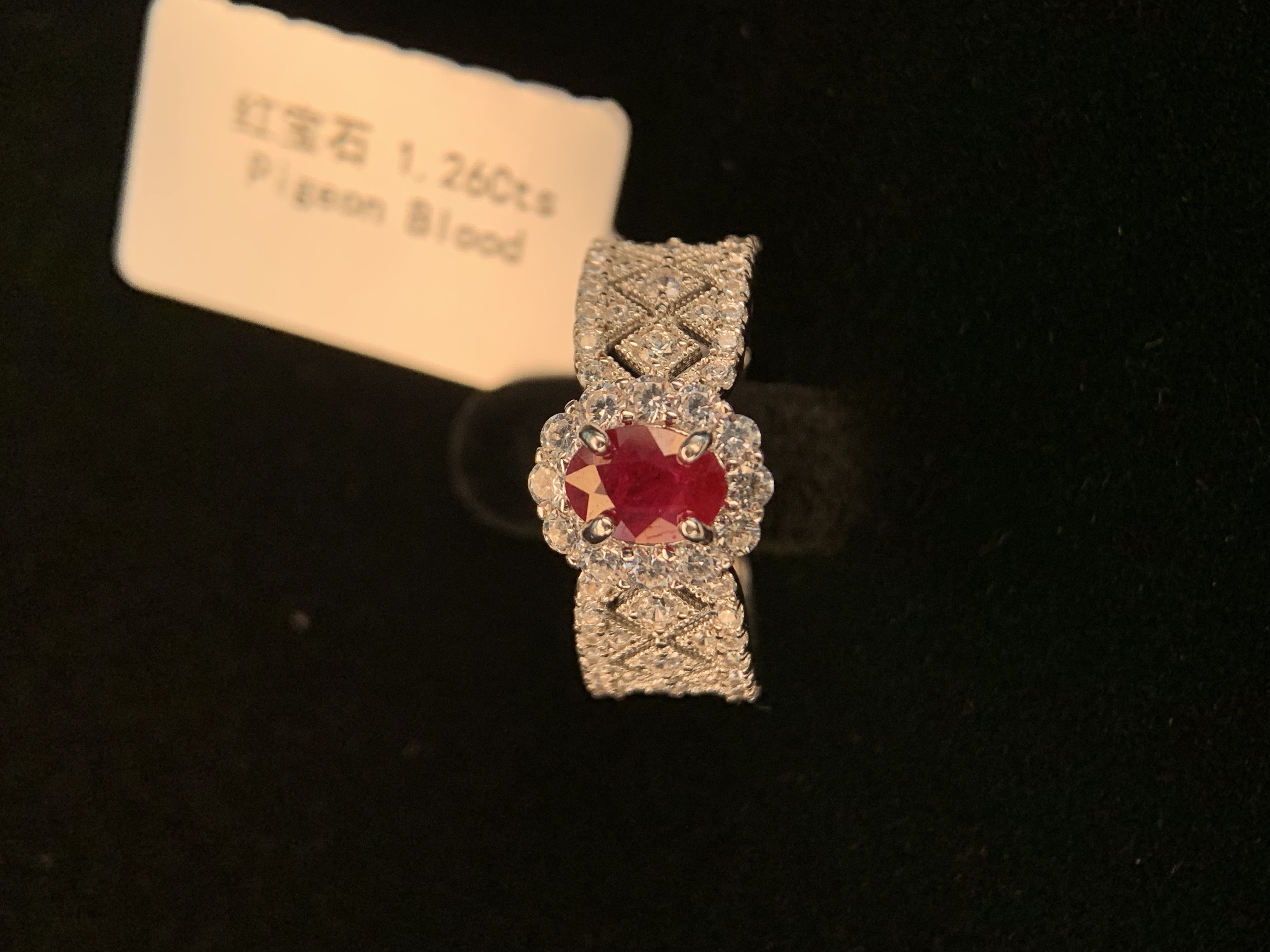 天然鸽血红红宝石戒指镶嵌925银百搭轻奢高级感珠宝