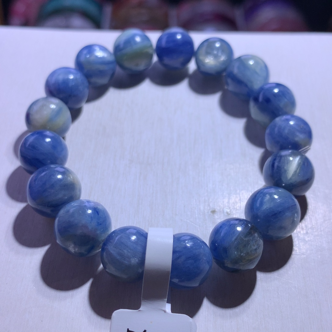 水晶手串银S925镶嵌蓝晶12.3m