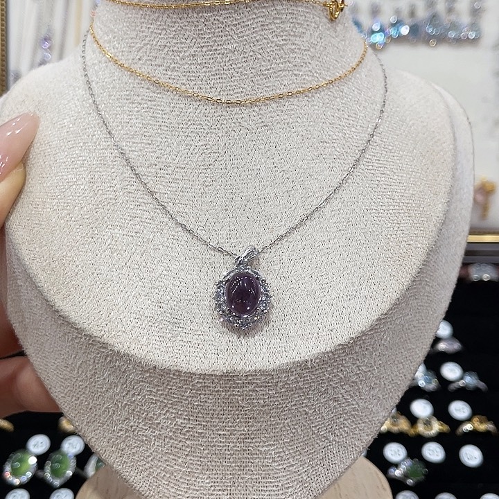努***£颈饰紫晶银S925镶嵌