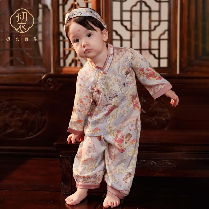 【初衣有华】婴幼儿25年秋季长袖分体套装新生儿连体衣国风敦煌汉服