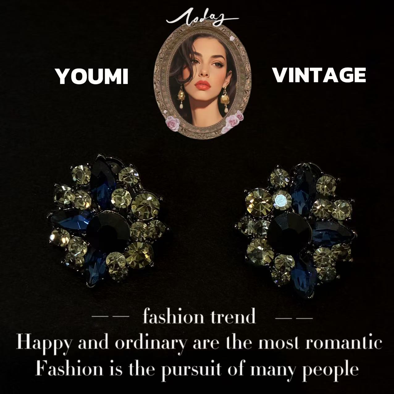 铜合金耳饰 【暗夜星芒花】时尚百搭气质轻奢高级感耳饰61019