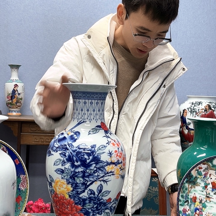 瓷片景德镇花鸟陶瓷摆件