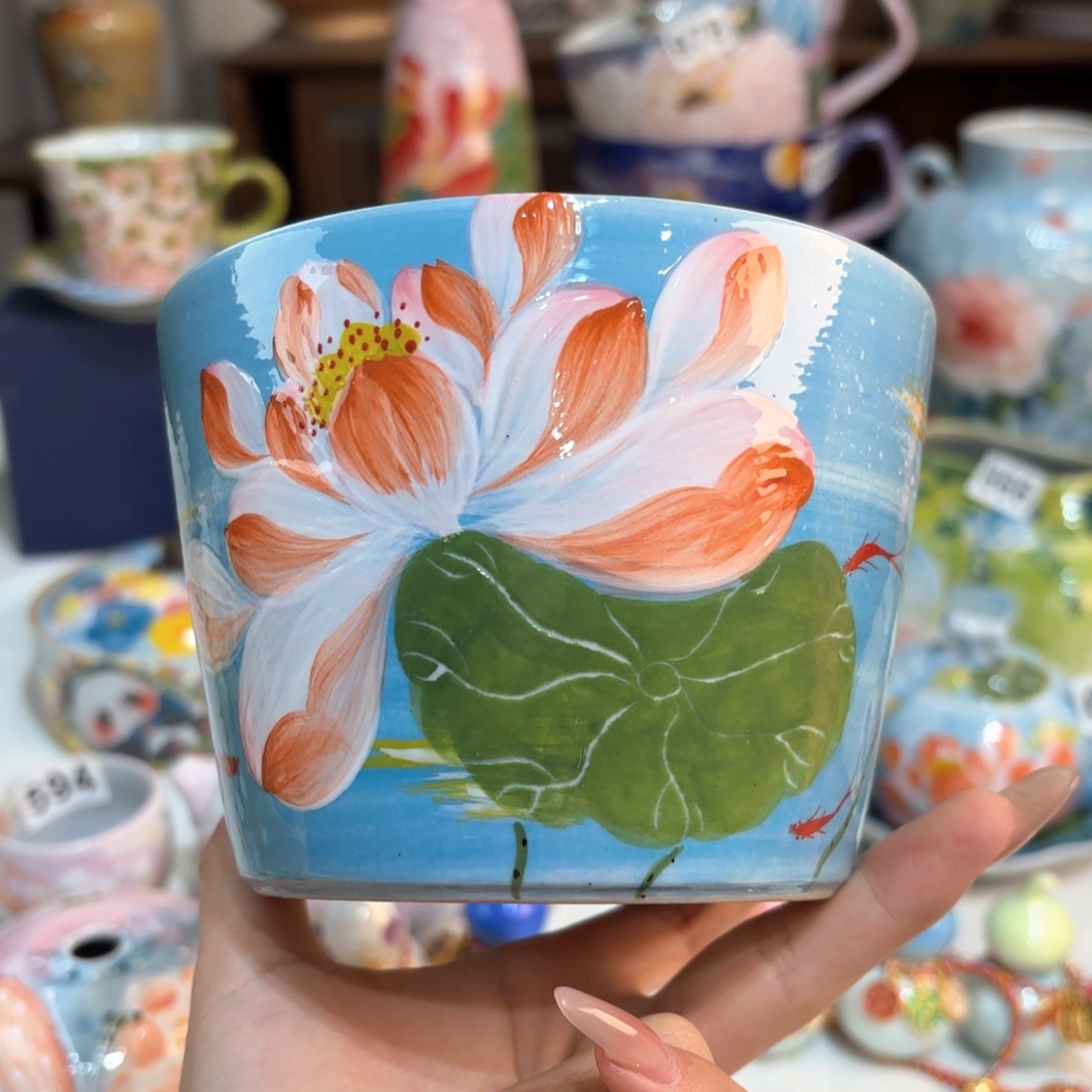 景德镇手绘高温釉下彩陶瓷茶具