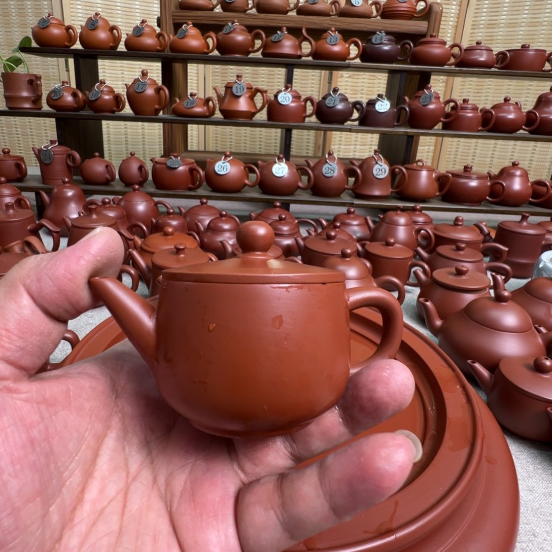 顺***装茶壶紫砂潮州手拉朱泥壶，微瑕不退换