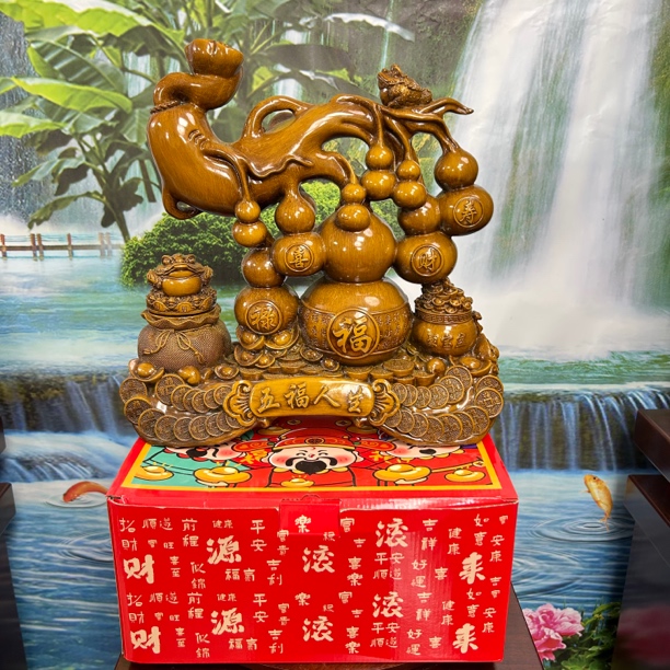 新五福临门葫芦 玄关酒柜电视柜博古架客厅送人送礼家居摆件30*30