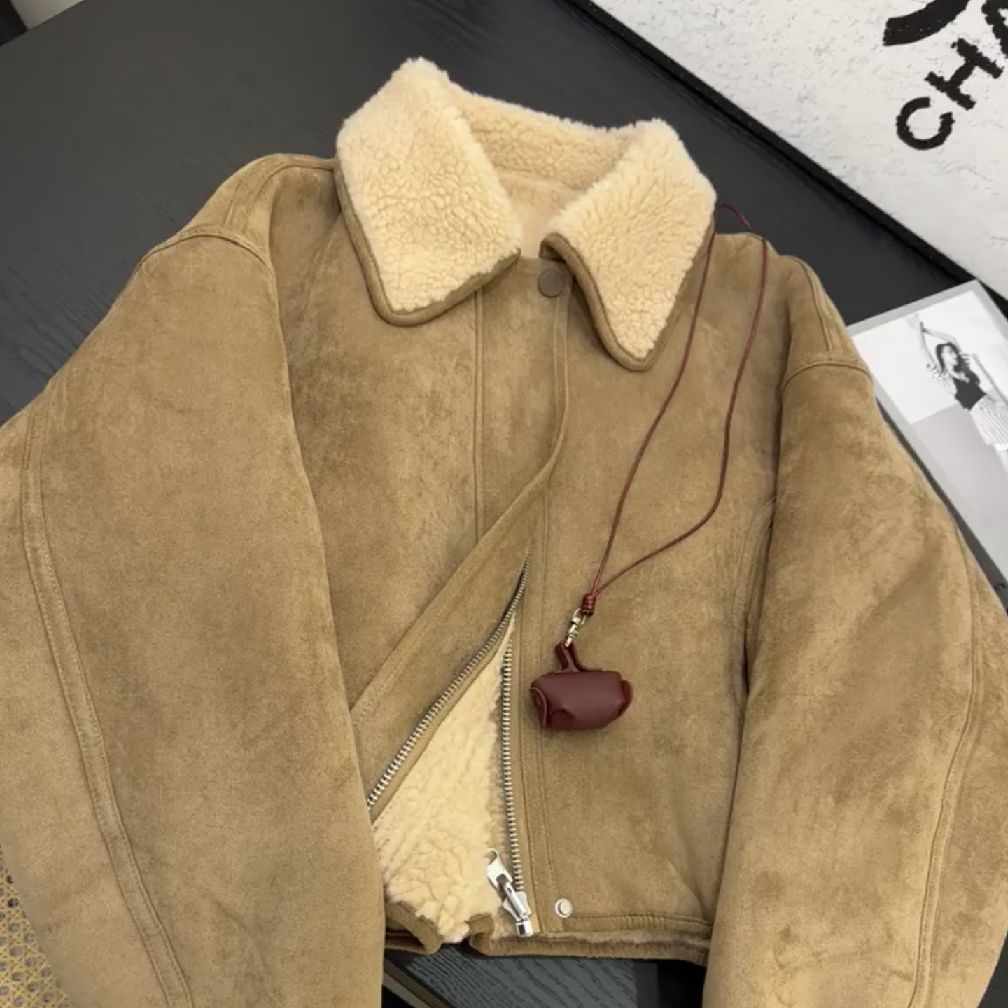 皮毛一体麂皮羊羔毛外套女2025秋冬季新款小个子复古高级感羊羔绒