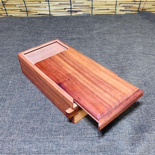 赞比亚血檀独板榫卯原木色机关盒印章盒收纳盒