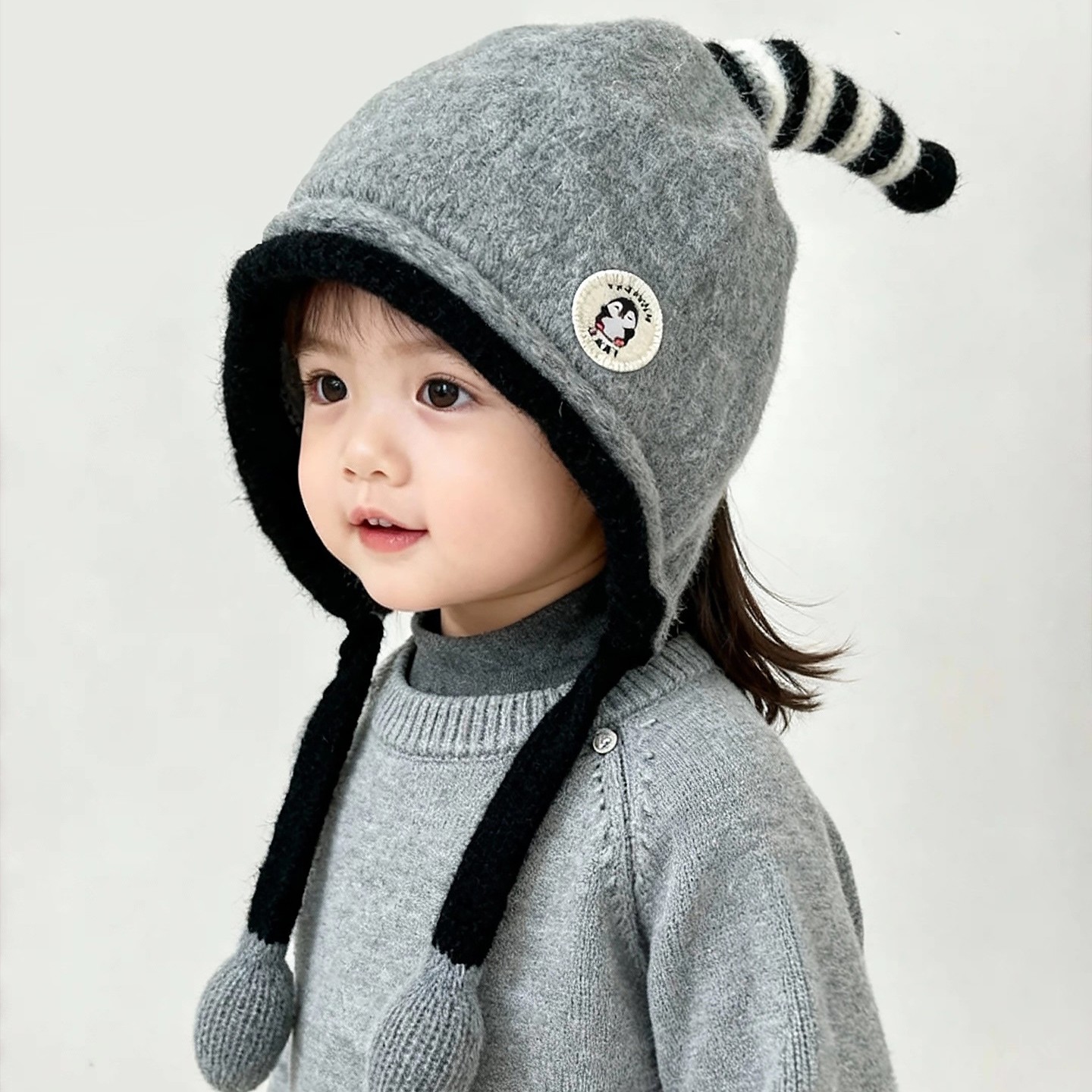 儿童帽子护耳帽秋冬季男童女童针织毛线帽可爱保暖帽加绒加厚防风