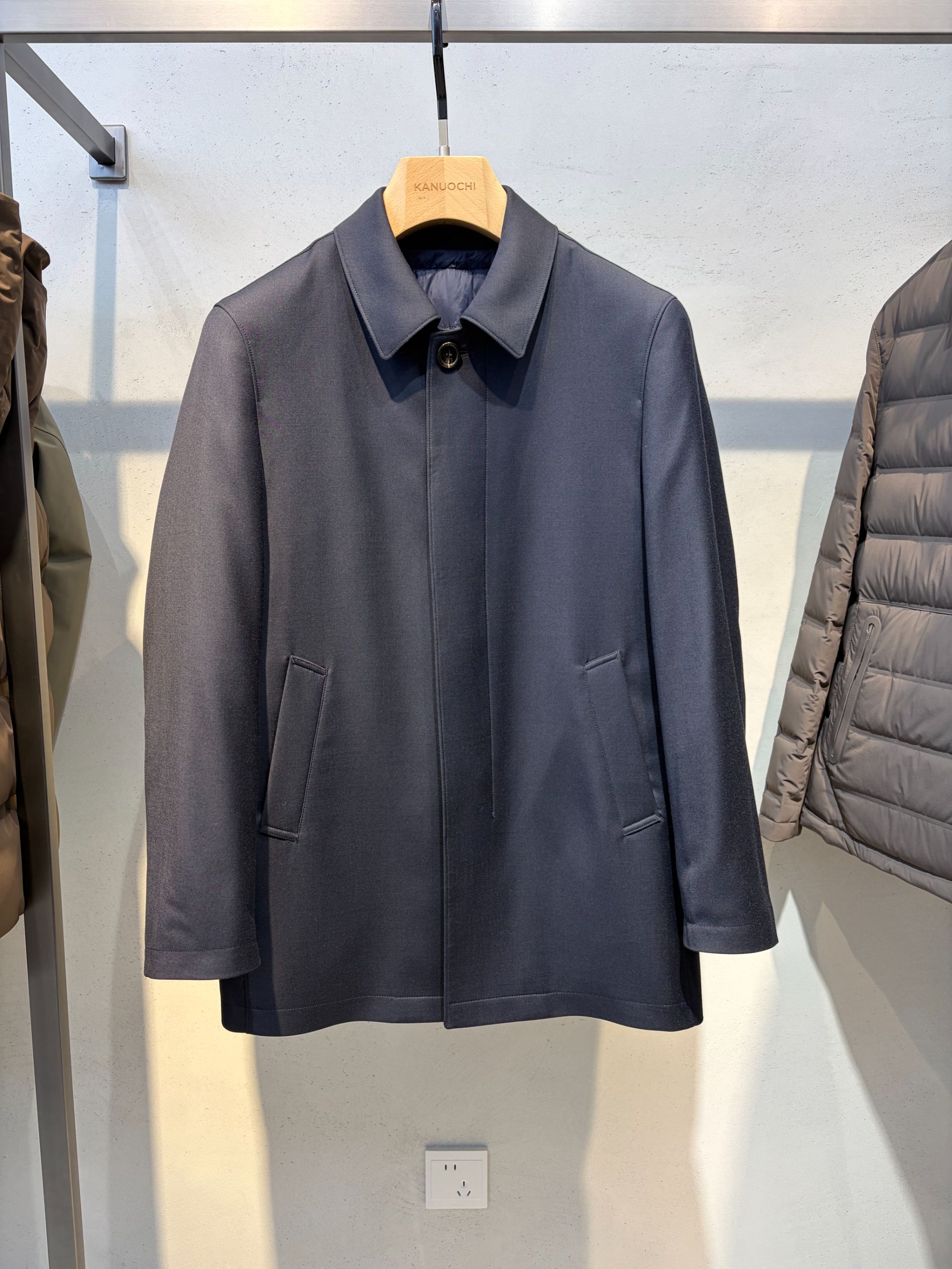 【Suprer120S】精纺羊毛+桑蚕丝中长款 90白鹅绒可拆内胆风衣