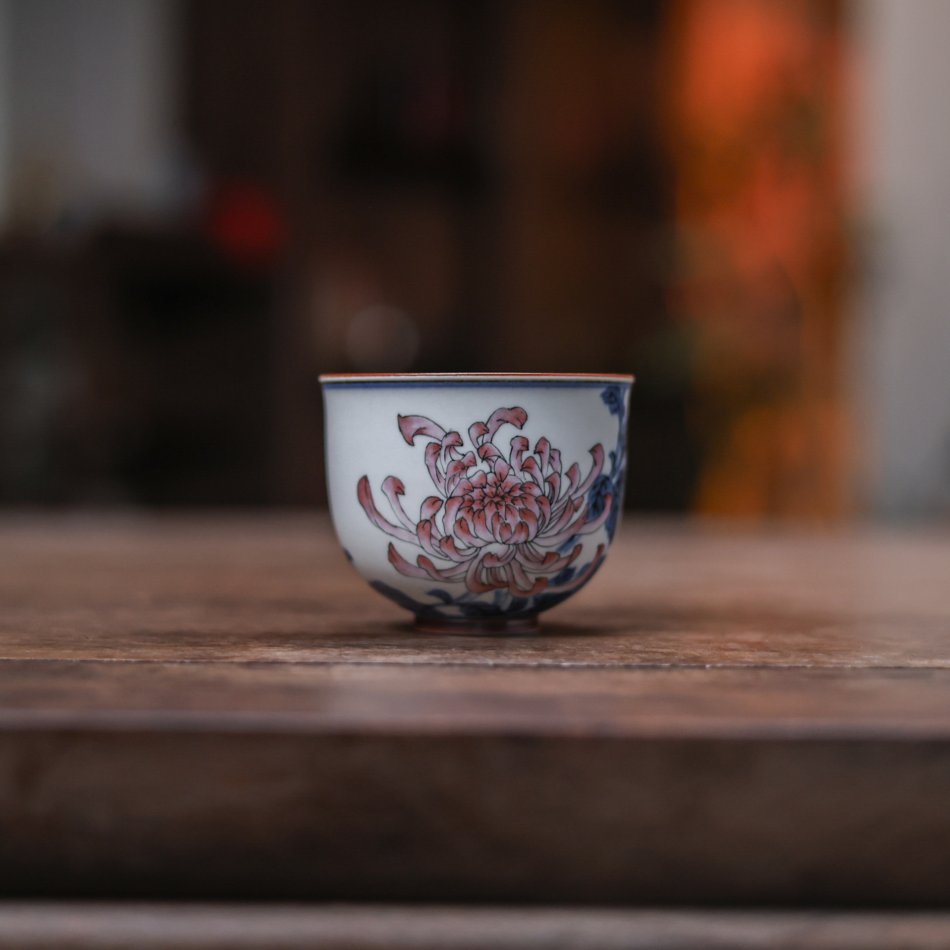 【非遗甄选】开窗斗彩菊花杯-110ml（新墨冉0421）