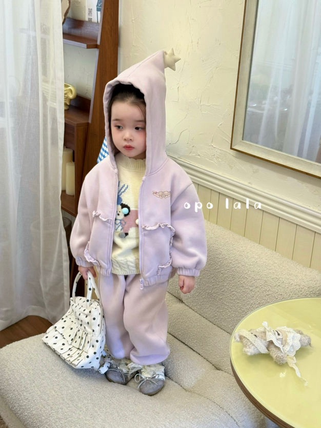 【现货】女童紫色加绒卫衣休闲裤套装（OPO-7001-深秋A）汉服