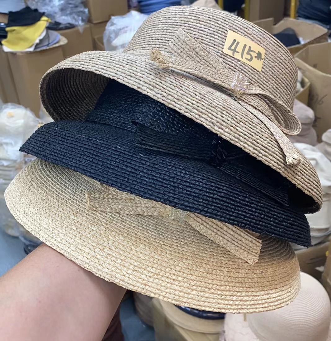 415#拉菲草赫本风夏季遮阳帽