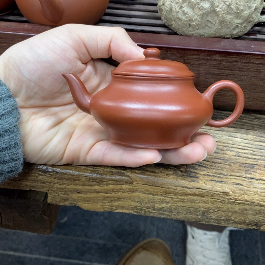 紫砂茶壶华*全手工宫灯105毫升朱泥