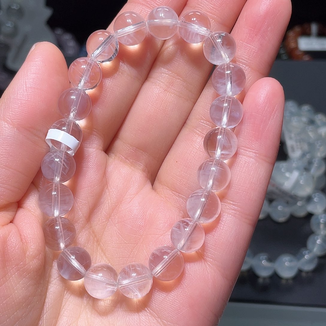 水晶手链未镶嵌九***喵蓝针手链，晶体通透