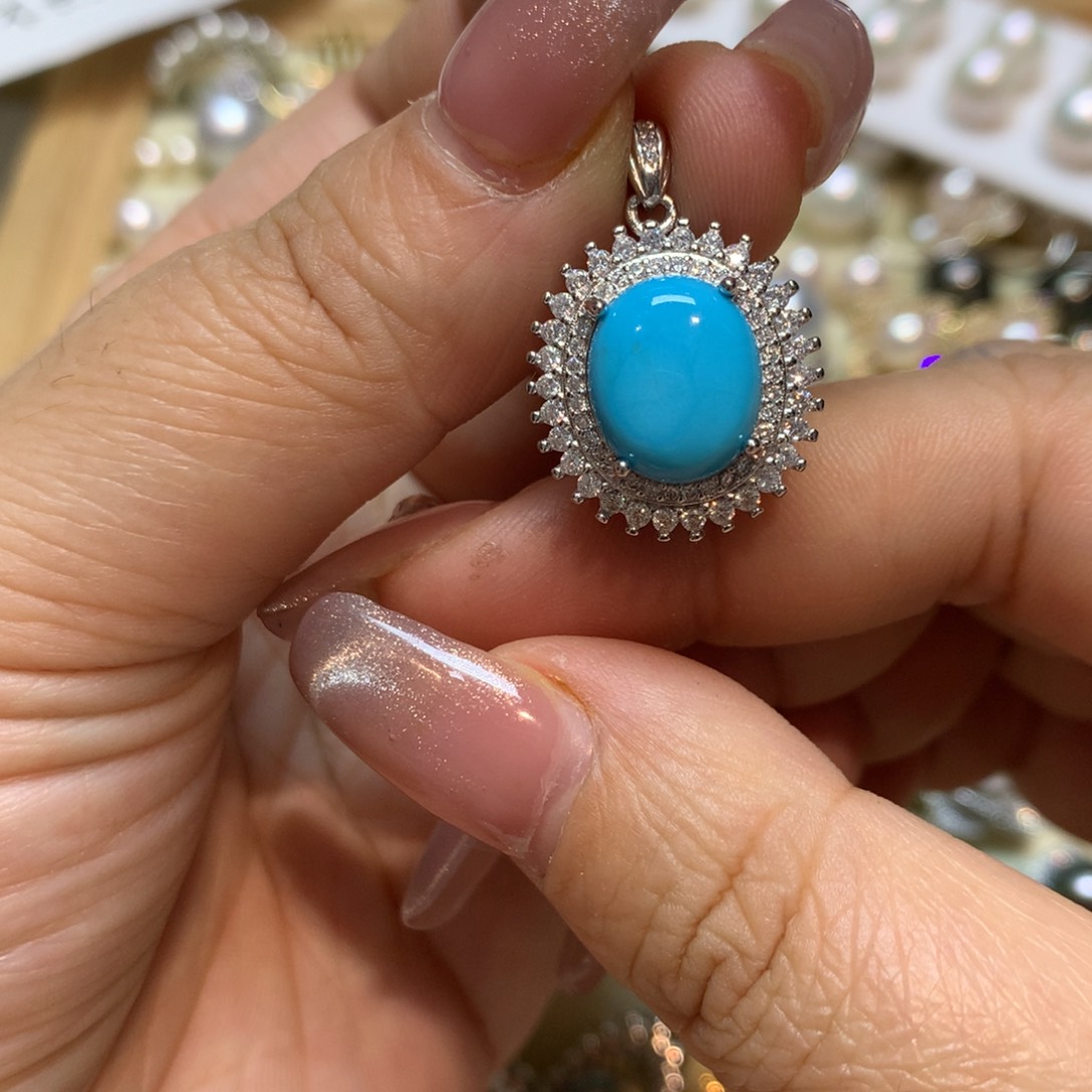 绿松石颈饰银S925镶嵌