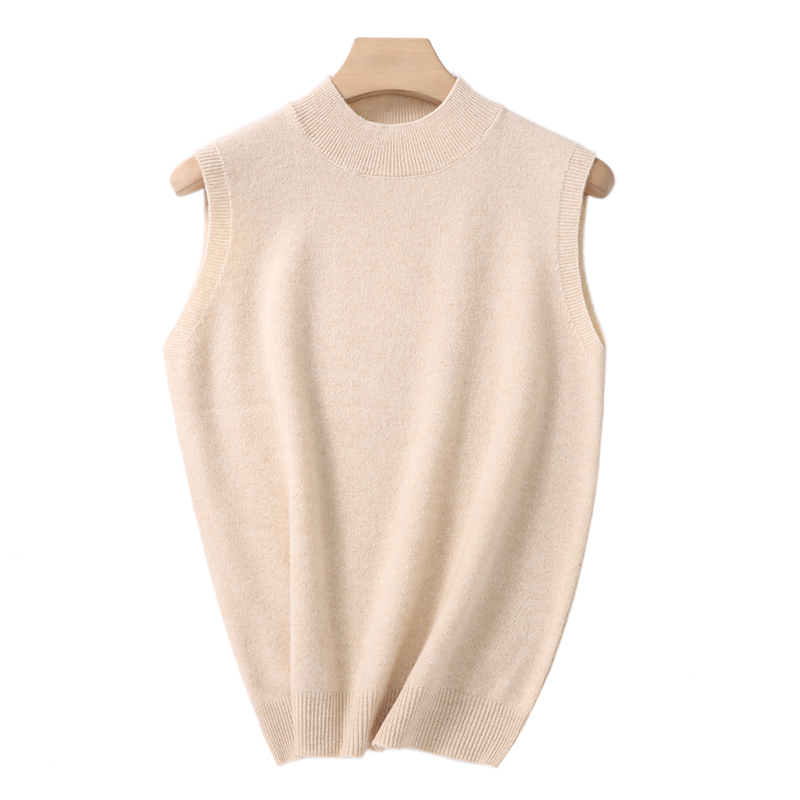 100羊毛纯色半高领内搭马甲新款打底半高领时尚