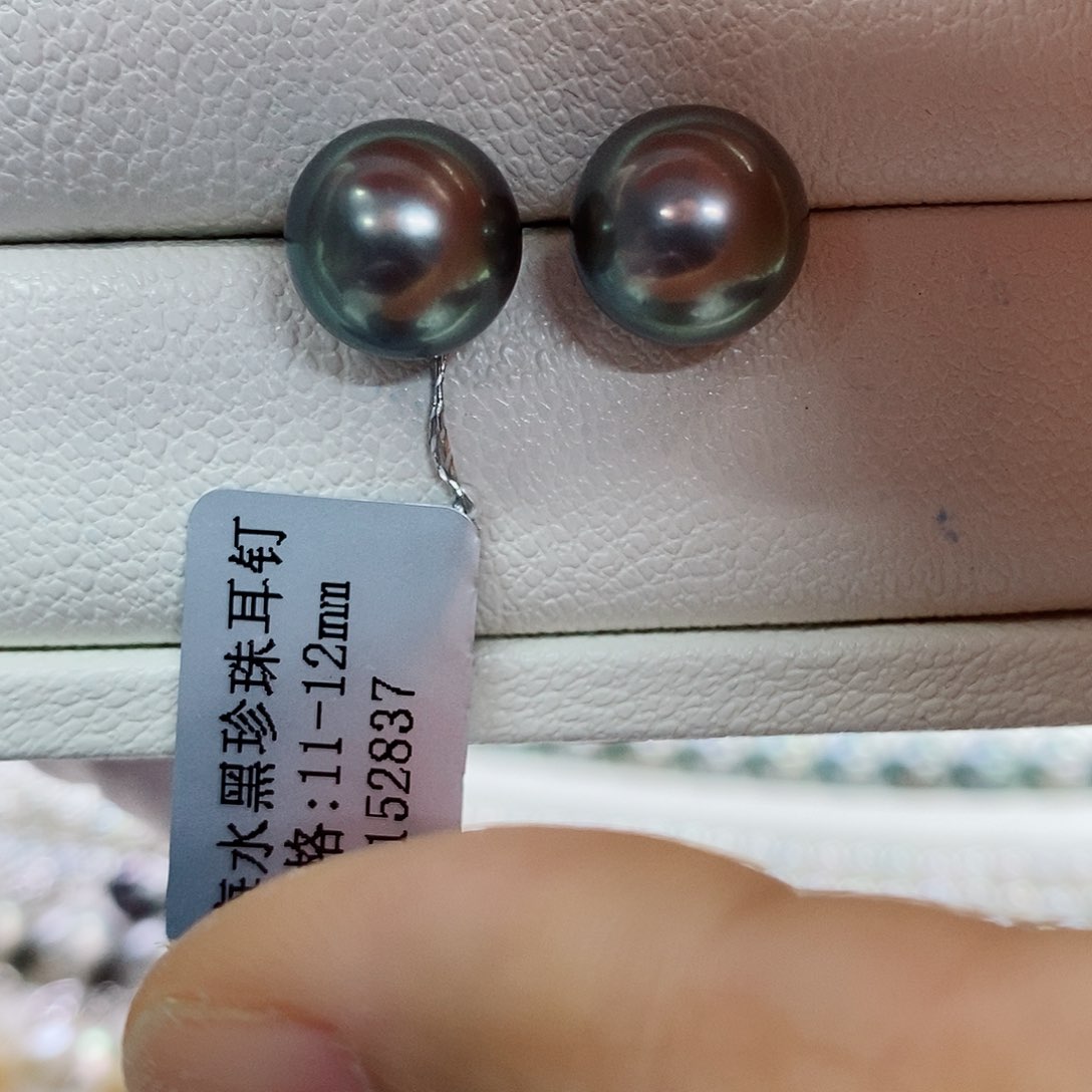 18K金镶嵌耳饰海水珍珠11-12