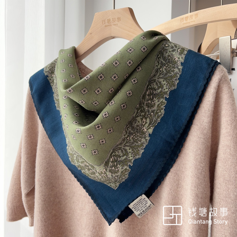 Qiantang Story/钱塘故事70丝毛-花边旧梦花园卷边围巾装饰68cm
