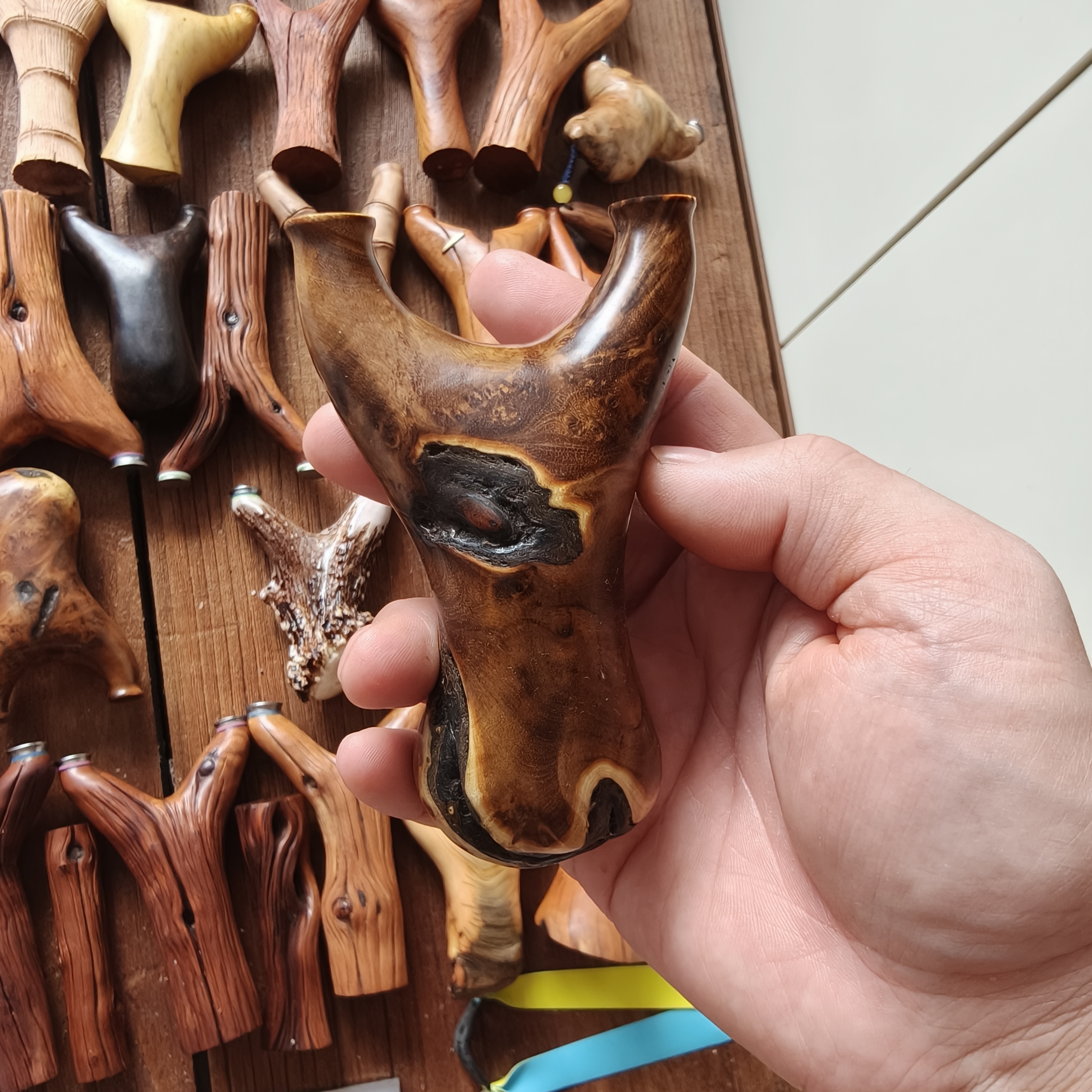 黑檀木快压白皮瑕疵飞虎实木弹弓户外练手把玩弓门70撑头14