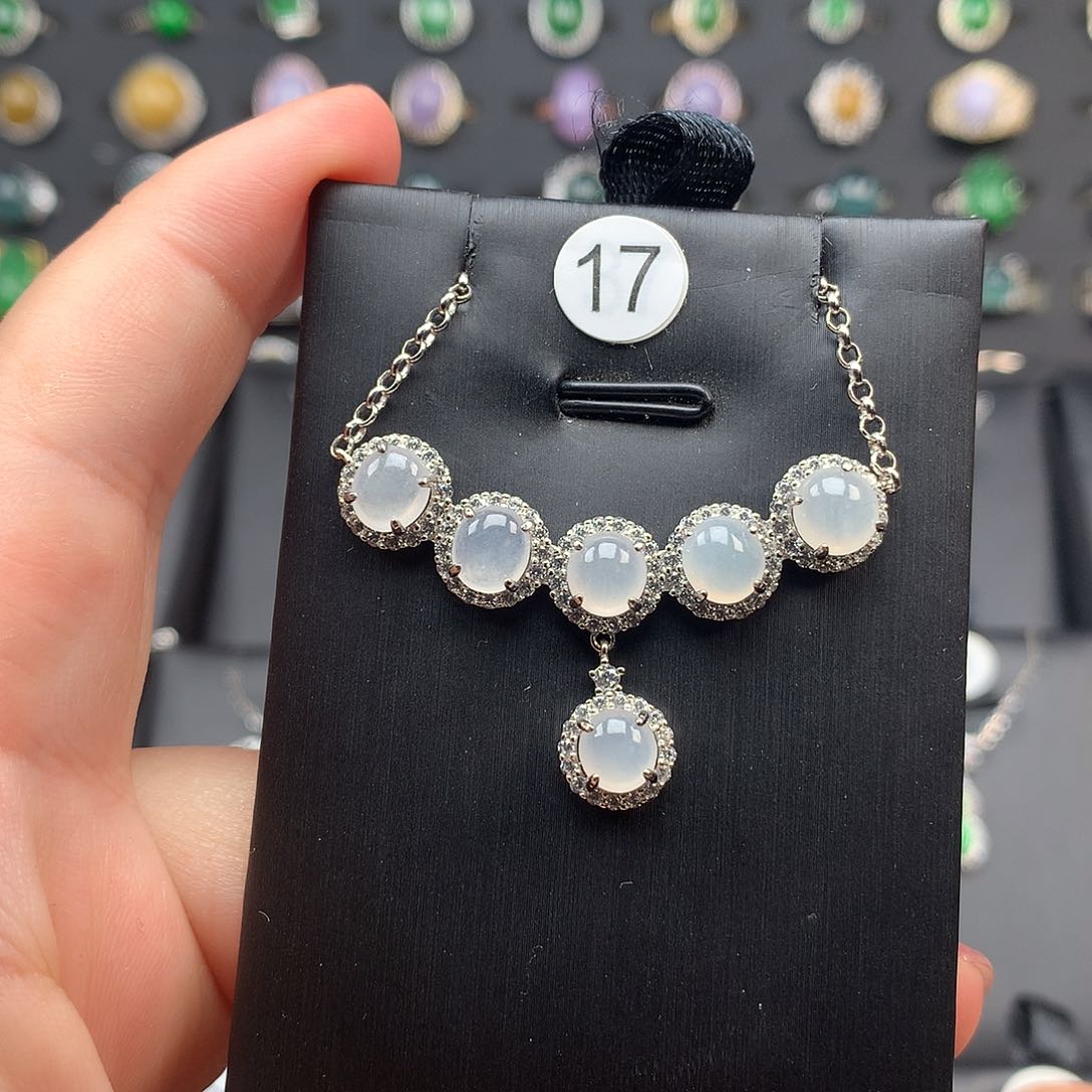 翡翠颈饰银S925镶嵌项链925