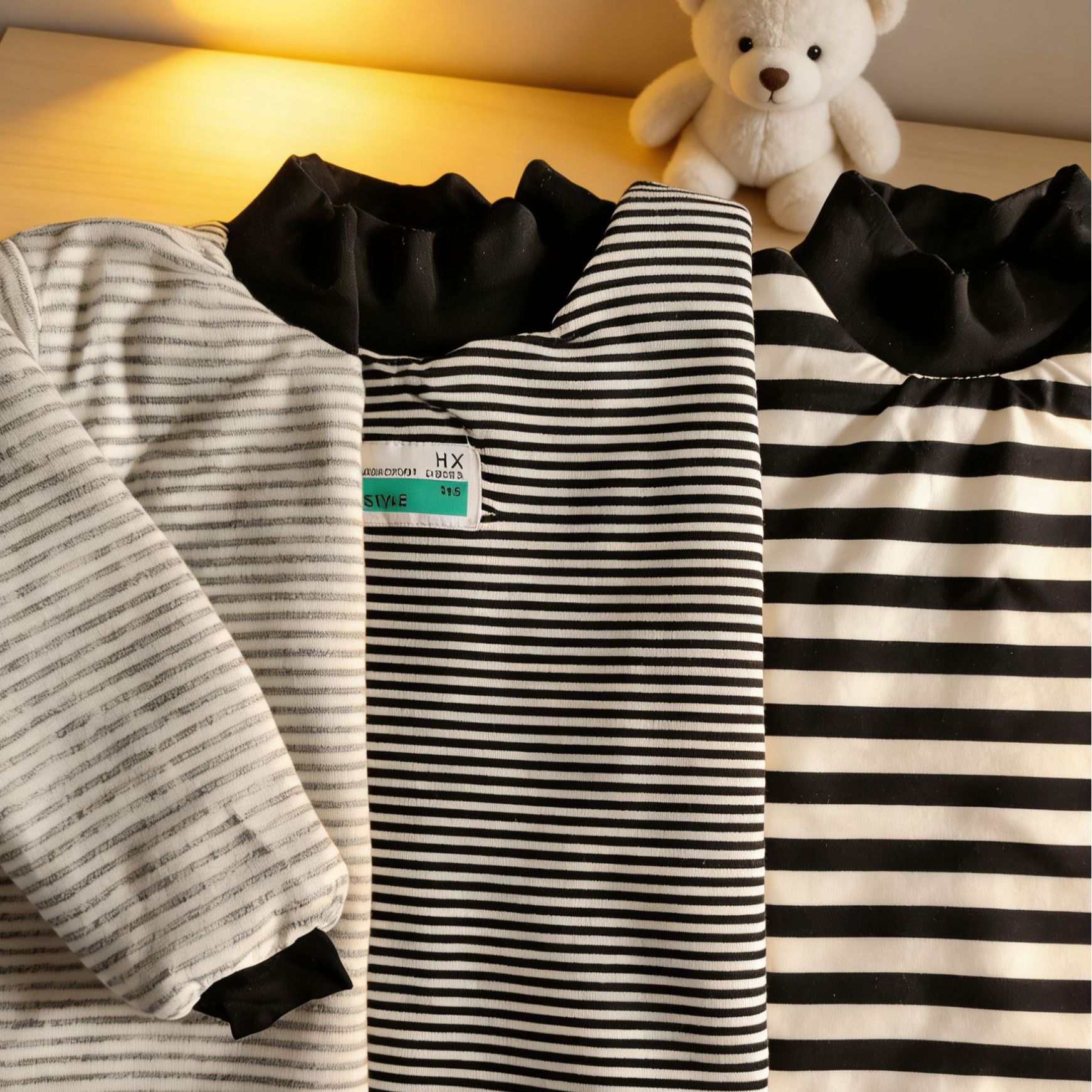 超厚打底棉衣校服神器黑白条纹一件过冬