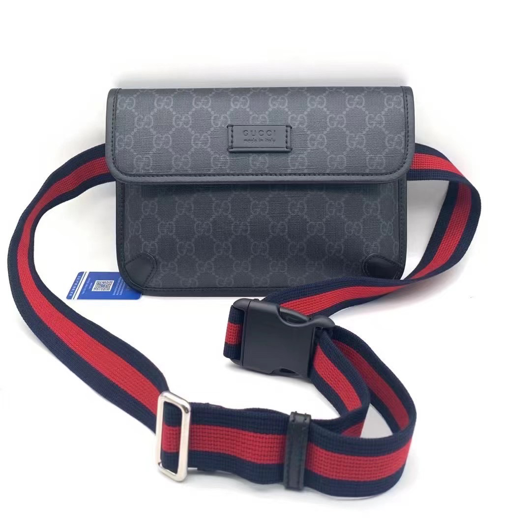 99新 GUCCI/古驰 Gucci黑色腰包胸包斜挎包