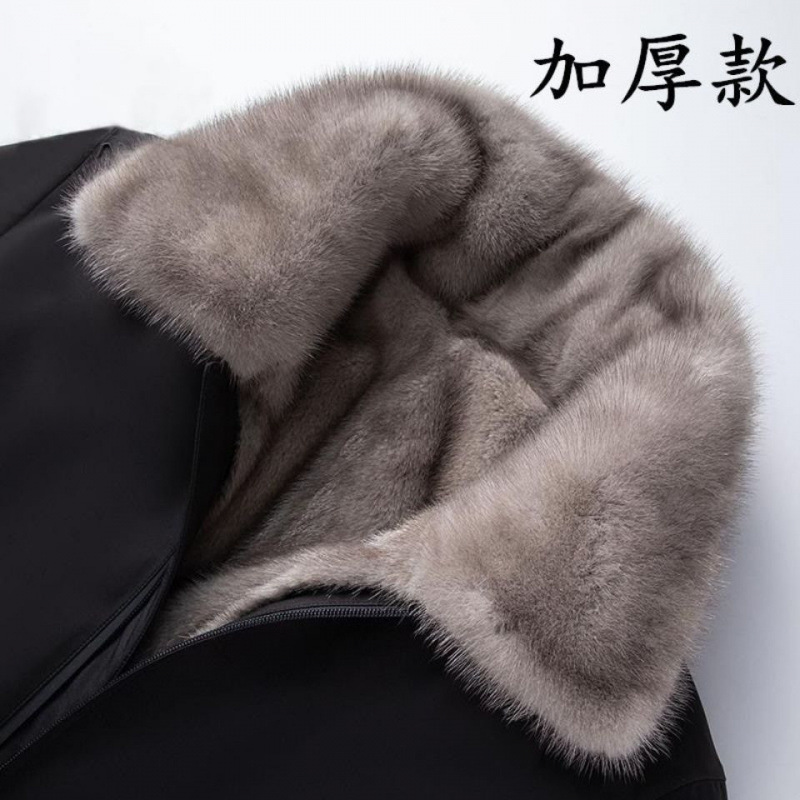 Y104尼克服男貂皮大衣整貂外套派克服中老年保暖短款加厚皮毛