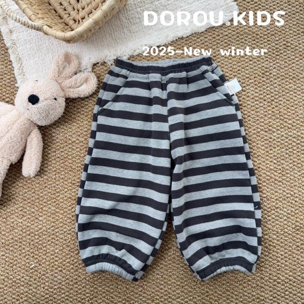 【NO退NO换】墨一Mood Bebe·2025冬季 加绒条纹卫裤 M6919