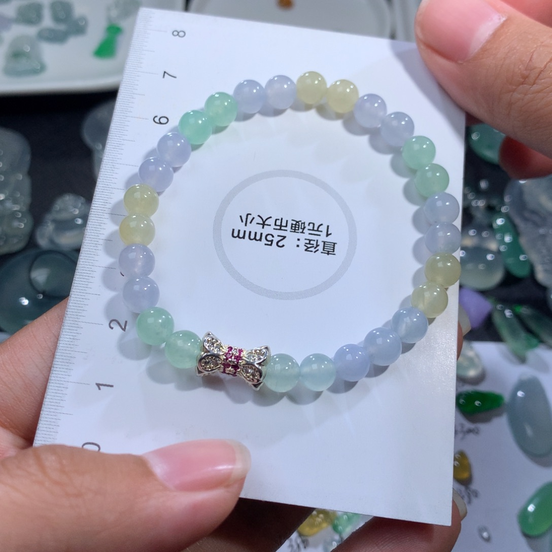 翡翠裸石未镶嵌马卡龙手串