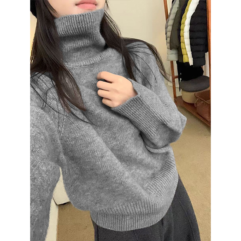 Moses Queen/魔西女王法式高领针织毛衣秋冬针织衫韩版网红半高领